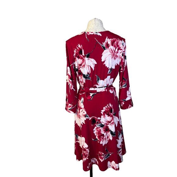 WHBM Medium M Reversible Floral Dot Faux Wrap Dress No Belt - Picture 5 of 15